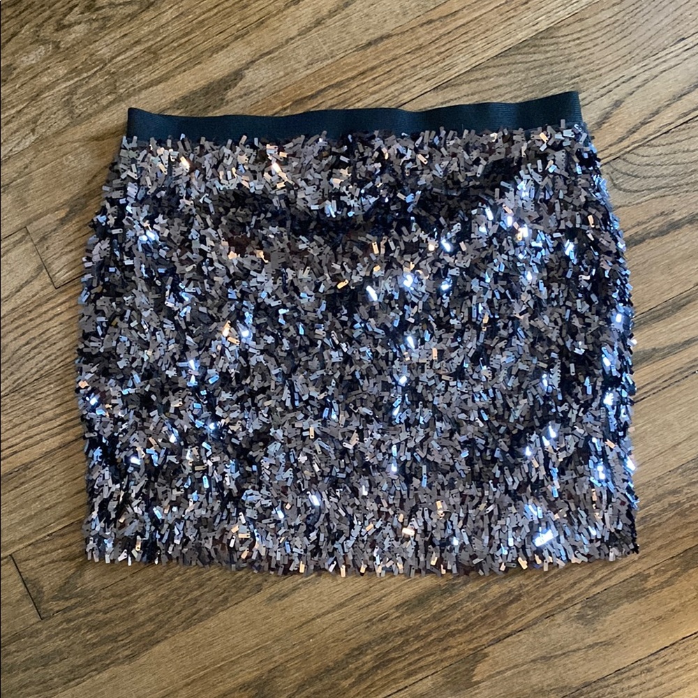 Express Silver Sequin Mini Skirt Cocktail Night Out